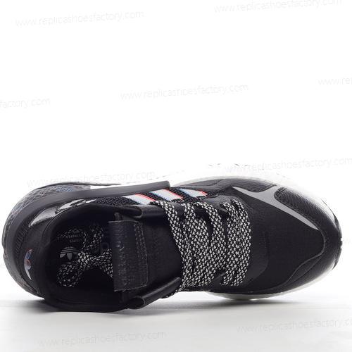 Replica Adidas Nite Jogger Mens and Womens Shoes Black White H01718