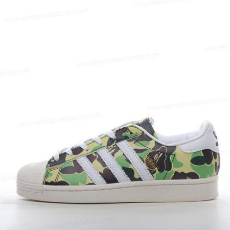 Replica Adidas Superstar 80s x BAPE Men’s and Women’s Shoes ‘Grey White Green’