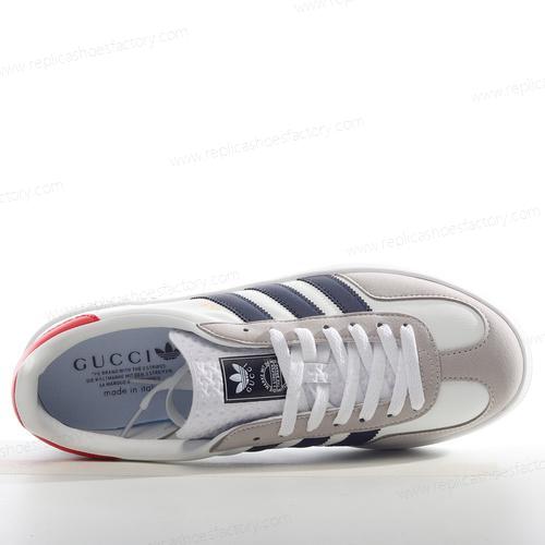 Replica Adidas x Gucci Gazelle Mens and Womens Shoes White Red HQ8849