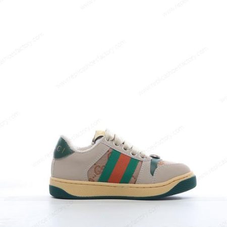 Replica Gucci Screener Logo Sneakers GS Kids Men’s and Women’s Shoes ‘Grey Green Orange’