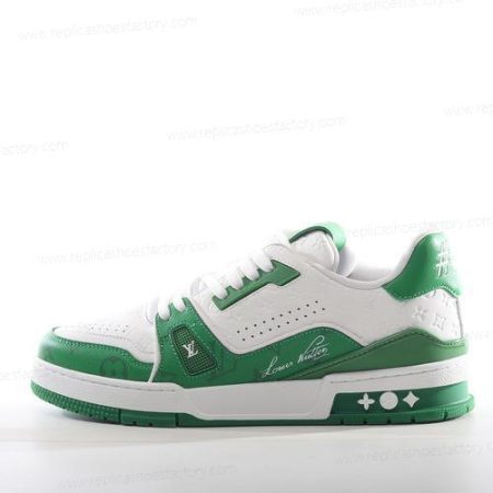 Replica LOUIS VUITTON Trainer Men’s and Women’s Shoes ‘Green White’ 1AANG3
