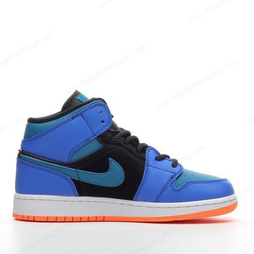 Replica Nike Air Jordan 1 Mid Mens and Womens Shoes Blue Black 554725440