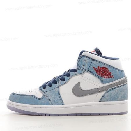 Replica Nike Air Jordan 1 Mid Men’s and Women’s Shoes ‘Blue Red Grey’ DN3706-401