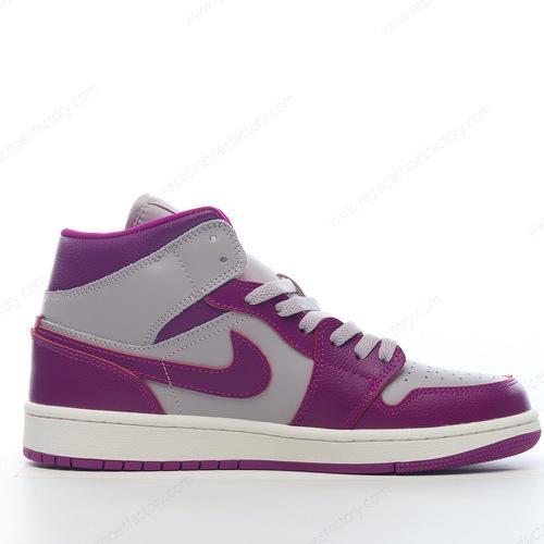 Replica Nike Air Jordan 1 Mid Mens and Womens Shoes Grey White BQ6472501