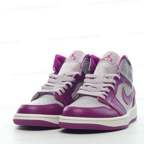 Replica Nike Air Jordan 1 Mid Mens and Womens Shoes Grey White BQ6472501