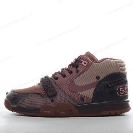 Replica Nike Air Trainer 1 x Travis Scott Men’s and Women’s Shoes ‘Brown Red Black’ DR7515-200