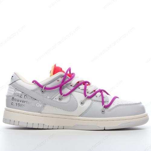 Replica Nike Dunk Low x OffWhite Mens and Womens Shoes Grey White DM1602101